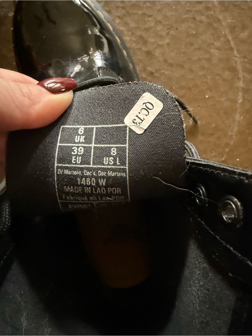Dr. Martens Patent Black Lace-Up Boots with Yellow Stitching - Picture 3 of 6